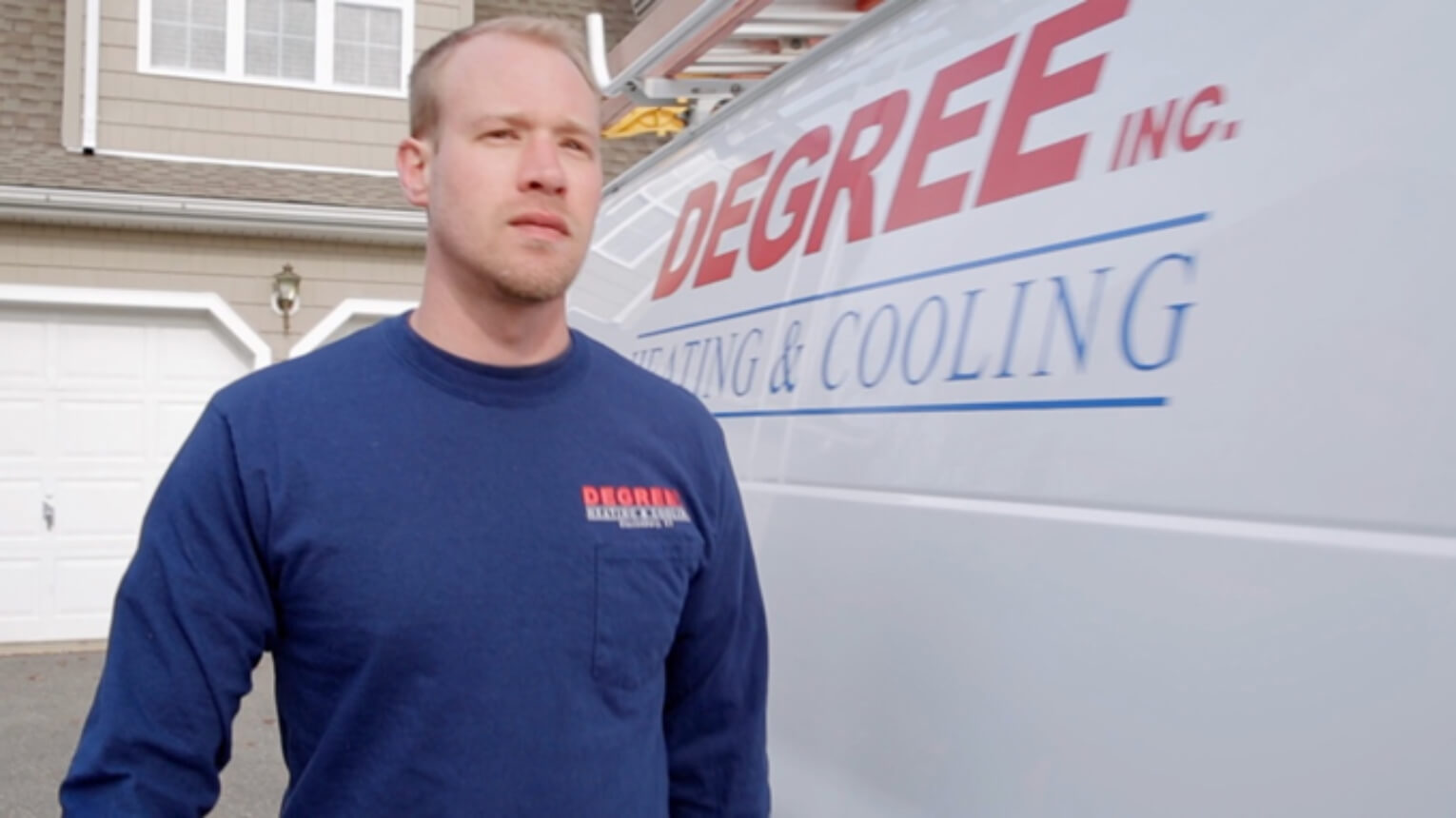 Expert Degree tech next to hvac truck