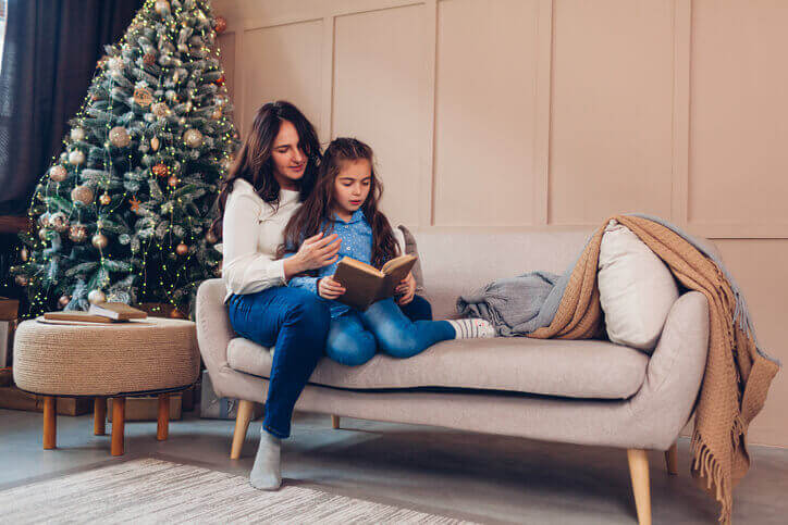 mother and daughter enjoying home comfort